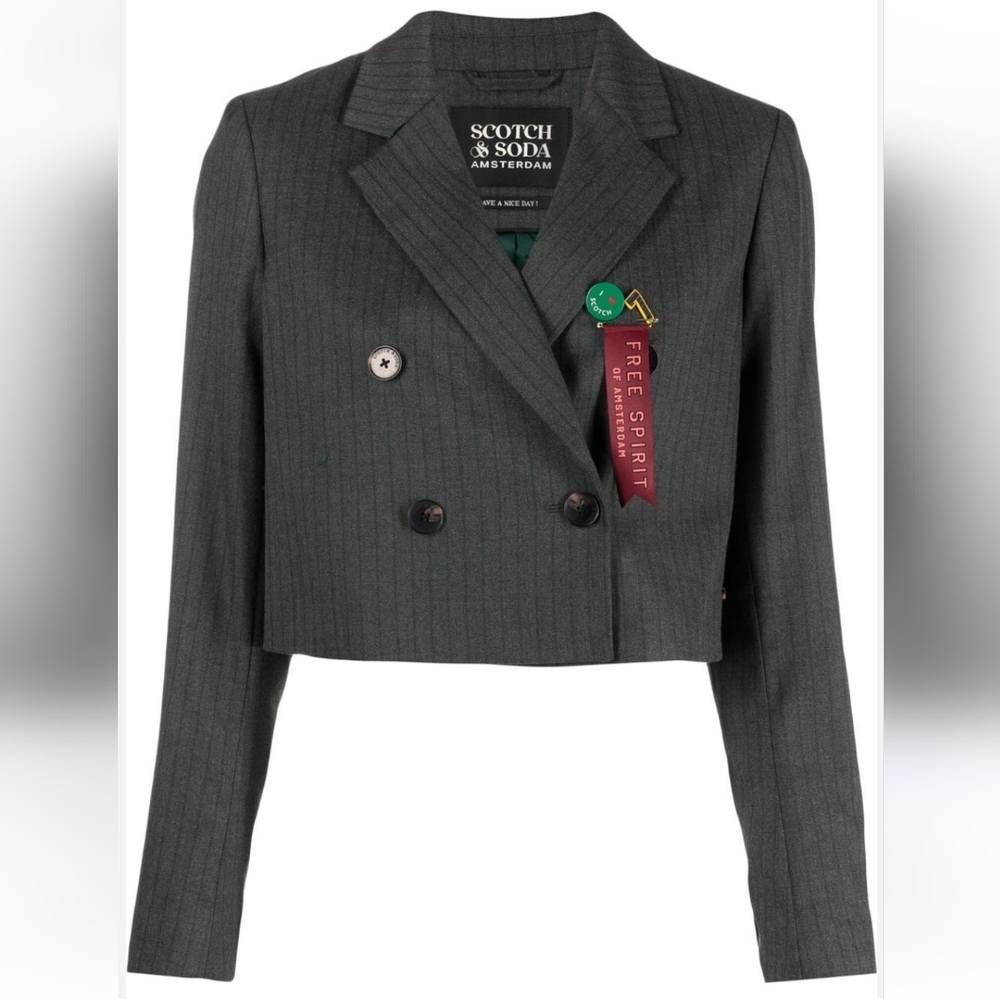 Gray Cropped Blazer - image 1
